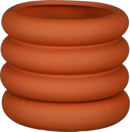 Mica Decorations Ilse Bloempot met Schotel - H16 x Ø19 cm - Keramiek - Bruin