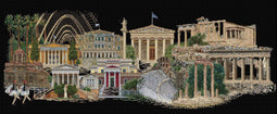 Thea Gouverneur - Borduurpakket met telpatroon - 545.05 - Voorgesorteerde DMC Garens - Athene Griekenland - Zwart Aida - 79 cm x 50 cm - DIY Kit