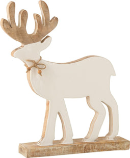 J-Line kerstfiguur Rendier Op Voet Mango - hout - wit - small