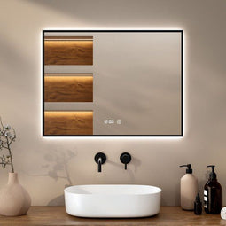 Mirlux Badkamerspiegel - LED Verlichting - Verwarming – Anti Condens - 80x60CM - Black