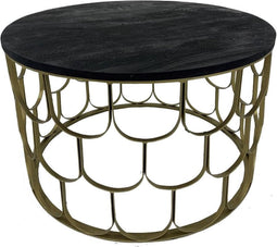 The Nolita Salontafel - Gouden Metalen Frame- Zwart Houten Blad