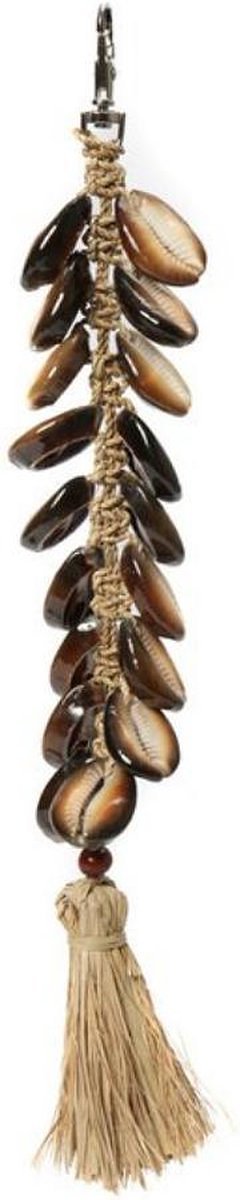 The Raffia Fishbone Keychain - Natural Black