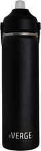 The Verge® - Luxe RVS Thermosfles / Drinkfles – BPA en Lekvrij – 650 ML - Waterfles met Rietje – Dubbelwandige isolatie - Thermosbeker - Met 2 Doppen - Volwassenen en Kinderen - Zwart