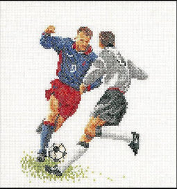 Thea Gouverneur - Borduurpakket met telpatroon - 3030A - Voorgesorteerde DMC Garens - Voetbal - Aida - 16 cm x 17 cm - DIY Kit