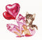 Thea Gouverneur - Borduurpakket met telpatroon - 740A - Voorgesorteerde DMC Garens - Valentijns Kitten - Aida - 31 cm x 30 cm - DIY Kit