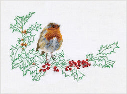 Thea Gouverneur - Borduurpakket met telpatroon - Winter Roodborstje - Linnen - 32 count - Voor Volwassenen - 790