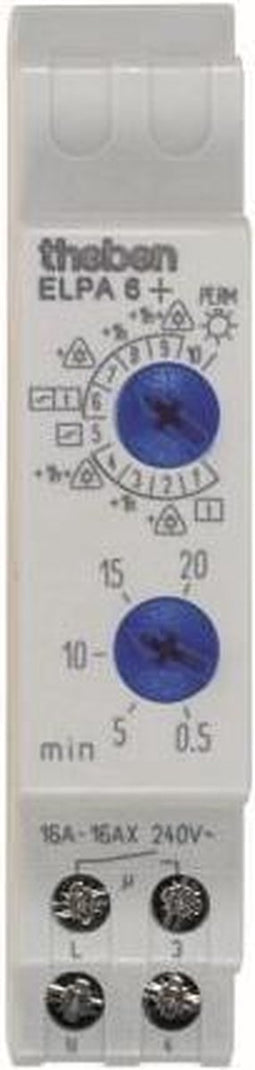Theben 0060003 ELPA 6 plus Elektronische trappenhuis-tijdschakelaar, geoptimaliseerd voor LED-verlichting, wit, tijdschakelaar trappenhuisverlichting, trappenhuisverlichting tijdschakelaar, trappenhuistimer, trappenhuisverlichtingstimer