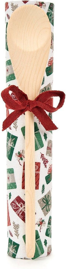 Theedoek met pollepel cadeau set - kerst - nuvole di stoffa Wit met cadeautjes