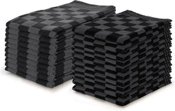 Theedoeken en Keukendoeken set Zwart - Set van 20 - Geblokt - Blokdoeken - 100% katoen - 10 Theedoeken 65x65 - 10 keukendoeken 50x50