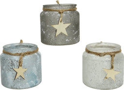 Theelicht glas glitter d10h10 cm a3