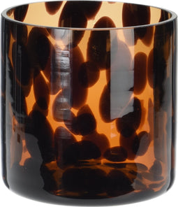 Theelichthouder glas 8cm bruin