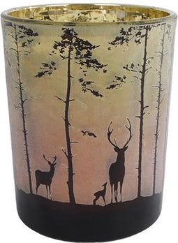 Theelichthouder glas "Forest" H12,5cm