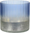 Theelichthouder glas l8b8h7.5 cm blauw