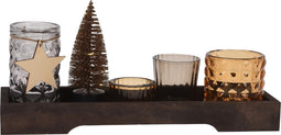 Theelichthouder set Kerst 6-delig.