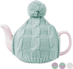 Theepot 112435 - Met Theemuts - Wit/Mintgroen - Porselein - Inhoud 0,6 Liter