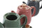 Theepot DKD Home Decor Natuurlijk Roze Rubberwood Wit Groen Donker grijs Keramiek (3 Stuks)