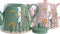 Theepot DKD Home Decor Roze Groen Keramiek (2 Stuks)