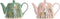Theepot DKD Home Decor Roze Groen Keramiek (2 Stuks)