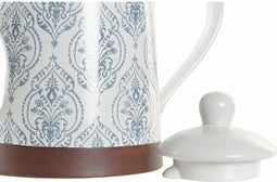 Theepot DKD Home Decor Rubberwood Wit Keramiek (1 L)
