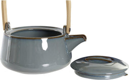 Theepot DKD Home Decor S3027094 Porselein Grijs Bamboe (21 x 17 x 10 cm) (1 L)