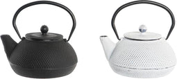 Theepot DKD Home Decor Zwart Roestvrij staal Wit (2 Stuks)
