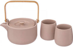 Theepot met twee mokken - lichtroze zachtroze - hip - cadeau tip - kerst cadeau tip