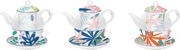 Theepot Spel DKD Home Decor Kristal Porselein Blauw Groen (3 Stuks)