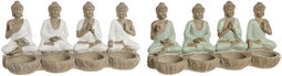 Decoratieve figuren Home ESPRIT Wit Groen Boeddha Orientaals 24 x 9 x 11 cm (2 Stuks)