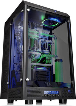 Thermaltake The Tower 900 Full Tower PC-behuizing Zwart 2 voorgeïnstalleerde LED-ventilators, LCS-compatibel, Zijvenster, Harde schijf installatie zonder