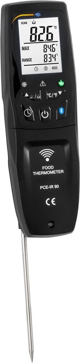 Thermometer PCE-IR 90 met Bluetooth-interface - Voedselthermometer - Infrarood en insteek(kern) temperatuursensor - Meetbereik -40 ... 300 °C