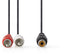 Nedis CAGB24020BK02 - Audio verdeelkabel - RCA naar RCA - 20cm - Zwart