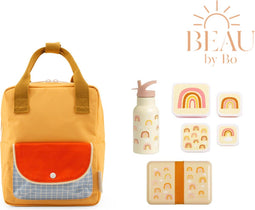 BEAU by Bo Sticky lemon rugzak + A little lovely company back to school set Regenboog