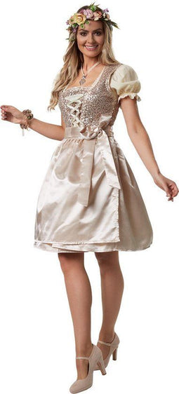 Dressforfun Mini-Dirndl Burgau model 2 XXL - verkleedkostuum - pailletten - zwart