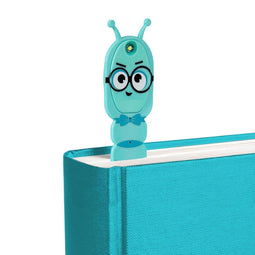 Thinking gifts Ledlight Boekenlegger Boekenworm - LED 2 in 1 - Leeslampje - Turquoise- Gift -Kado - Leesfan