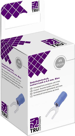 TRU COMPONENTS T2010C305 Vorkkabelschoen 1.5 mm² 2.5 mm² Gat diameter=4.3 mm Deels geïsoleerd Blauw 25 stuk(s)