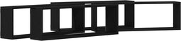 vidaXL - Wandplanken - 4 - stuks - Zwart - Eiken - 80x15x26 - cm - Bewerkte - Hout