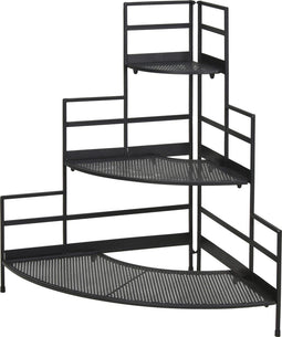 Pro Garden Plantenrek/plantentafel - zwart - metaal - 84 x 60 x 84 cm - inklapbaar