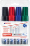 edding 365/4 S boardmarker set - zwart/blauw/rood/groen - beitelvormige punt 2-7 mm - geschikt voor whiteboard en flipchart