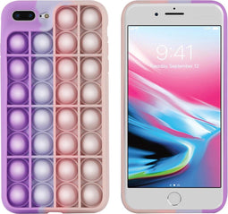 iMoshion Hoesje Geschikt voor iPhone 8 Plus / 7 Plus Hoesje Siliconen - iMoshion Pop It Fidget Toy - Pop It hoesje - roze
