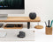 Oakywood Desk Shelf - Massief Eiken / Zwart - Echt Hout Dual Monitor Standaard Beeldschermverhoger Clean Desk Ergonomisch Stijlvol