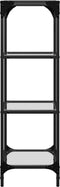 vidaXL - Opbergrek - met - transparant - glazen - blad - 40x30x95 - cm - staal