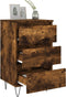 vidaXL - Nachtkastje - 40x35x69 - cm - bewerkt - hout - gerookt - eikenkleurig