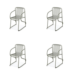 Throne Metalldraht-Stuhl mit Armlehne stapelbar – Beige - SÄTZE VON 4