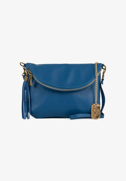 Anna Morellini ALICE - Schoudertas - Denim met rits en magnetische klep - Blue Denim (30 × 22 × 10 cm)