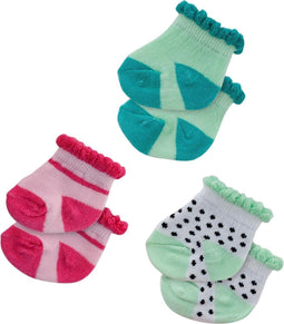 Heless Poppensokken Dotty Polyester Groen/roze 3 Paar 35-45 Cm