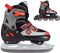 Nijdam Red Raider - 2-in-1 Combo Skeelers - Verstelbaar 37-40 - Zwart/Rood
