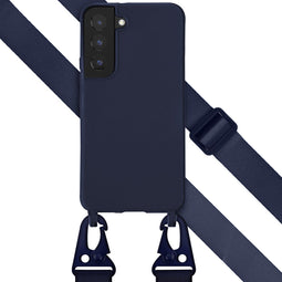 Selencia Hoesje Geschikt voor Samsung Galaxy S22 Hoesje Met Koord - Selencia Siliconen hoesje met afneembaar koord - Donkerblauw