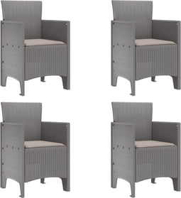 vidaXL - Tuinmeubels - met - Kussens - 4 - stuks - Lichtgrijs - Poly - Rattan