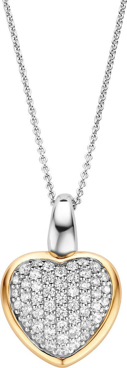 TI SENTO Dames Hanger - 925 zilver - Zirkonia met geel verguld - 6801ZY
