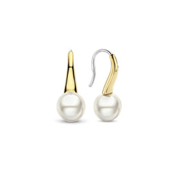 TI SENTO Dames Oorbellen - 925 zilver - Parel met geel verguld - 7937YP